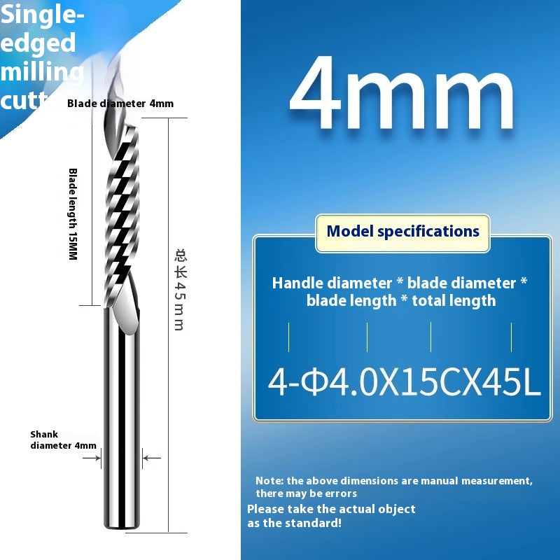 6034 Imported single-flute spiral milling cutter 3.175 PVC acrylic milling cutter for aluminum tungsten steel right-handed advertising engraving machine cutting tool Shandong Denso Pricision Tools Co.,Ltd.